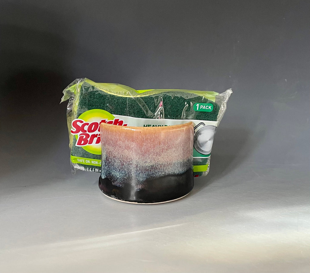 Southwest Pottery sponge holder. Ceramic sponge caddy with sponge. Kitchen decor.