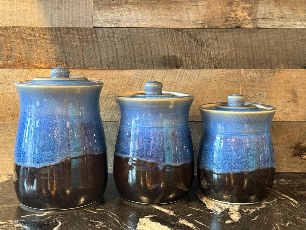Handmade Pottery Southwestern Canister Set. Made to order Kitchen storage jars. Set of 3 storage jars. Wheel thrown Canister set.