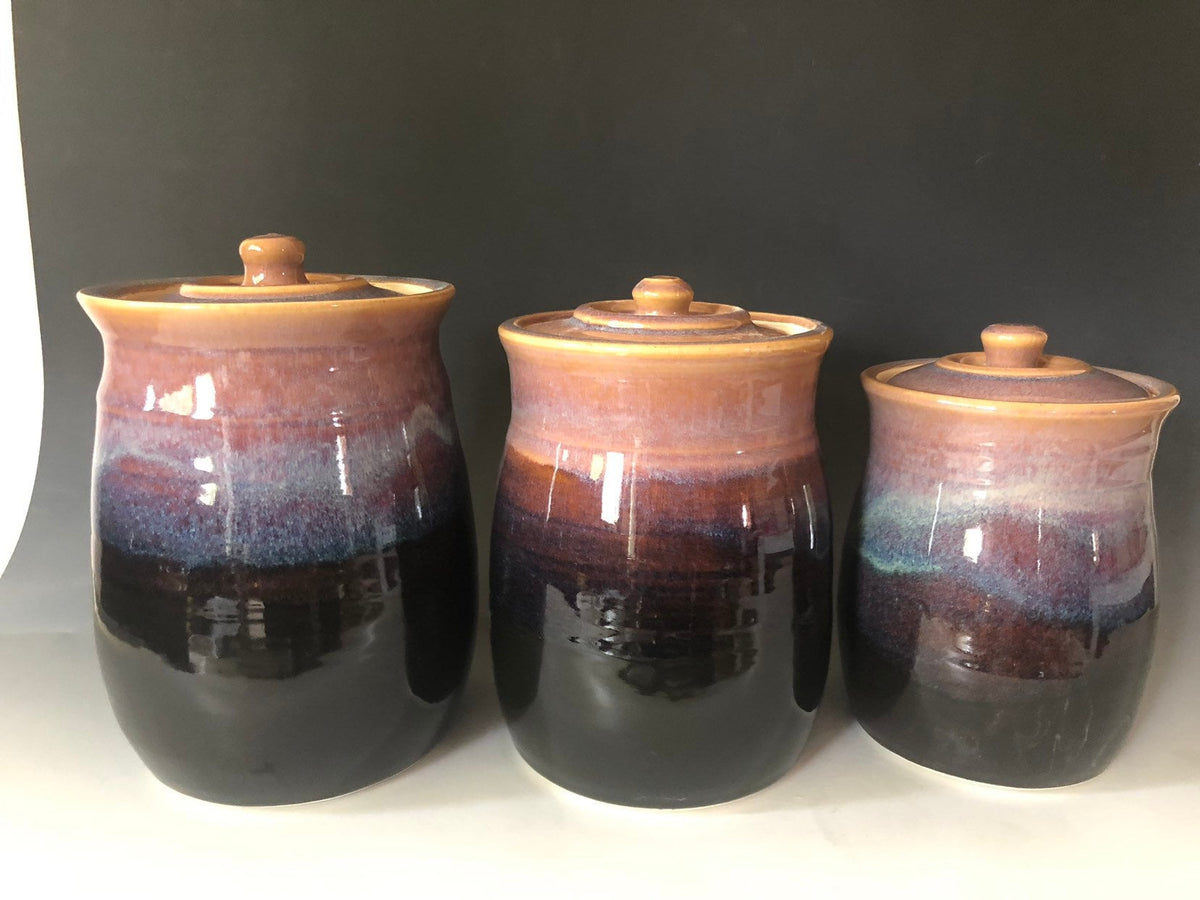 Handmade Pottery Southwestern Canister Set. Made to order Kitchen storage jars. Set of 3 storage jars. Wheel thrown Canister set.