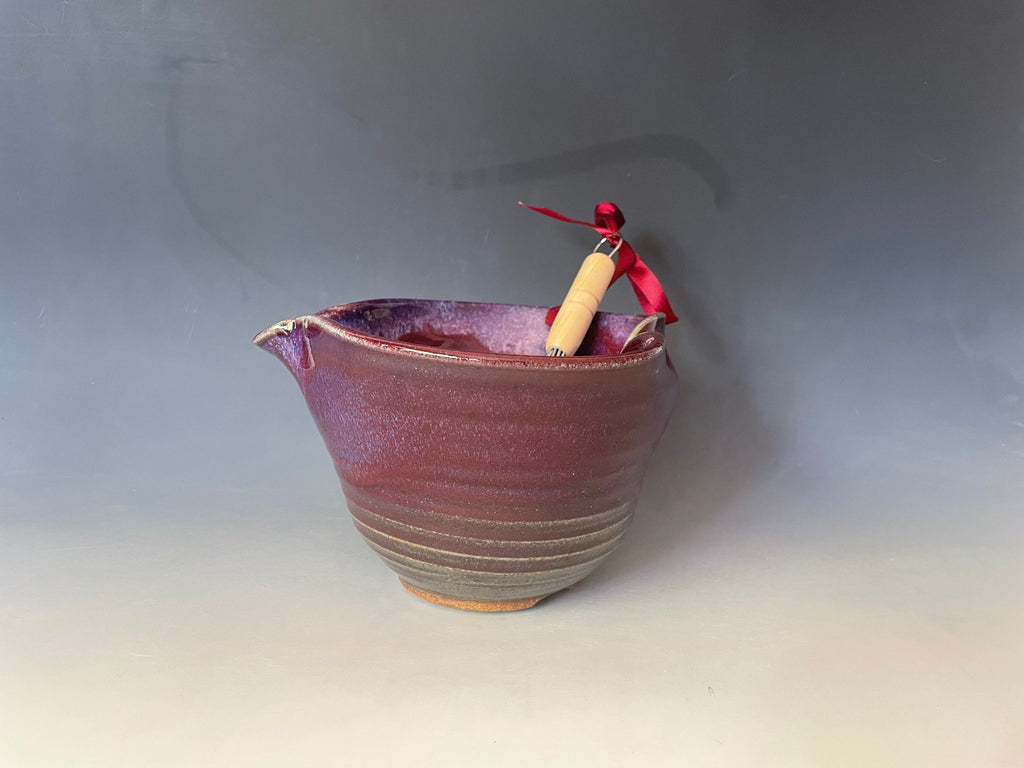 Pancake bowl. Purple Mixing Bowl. Ergonomic Batter Bowl with Whisk. Egg bowl.Mothers Day gift.