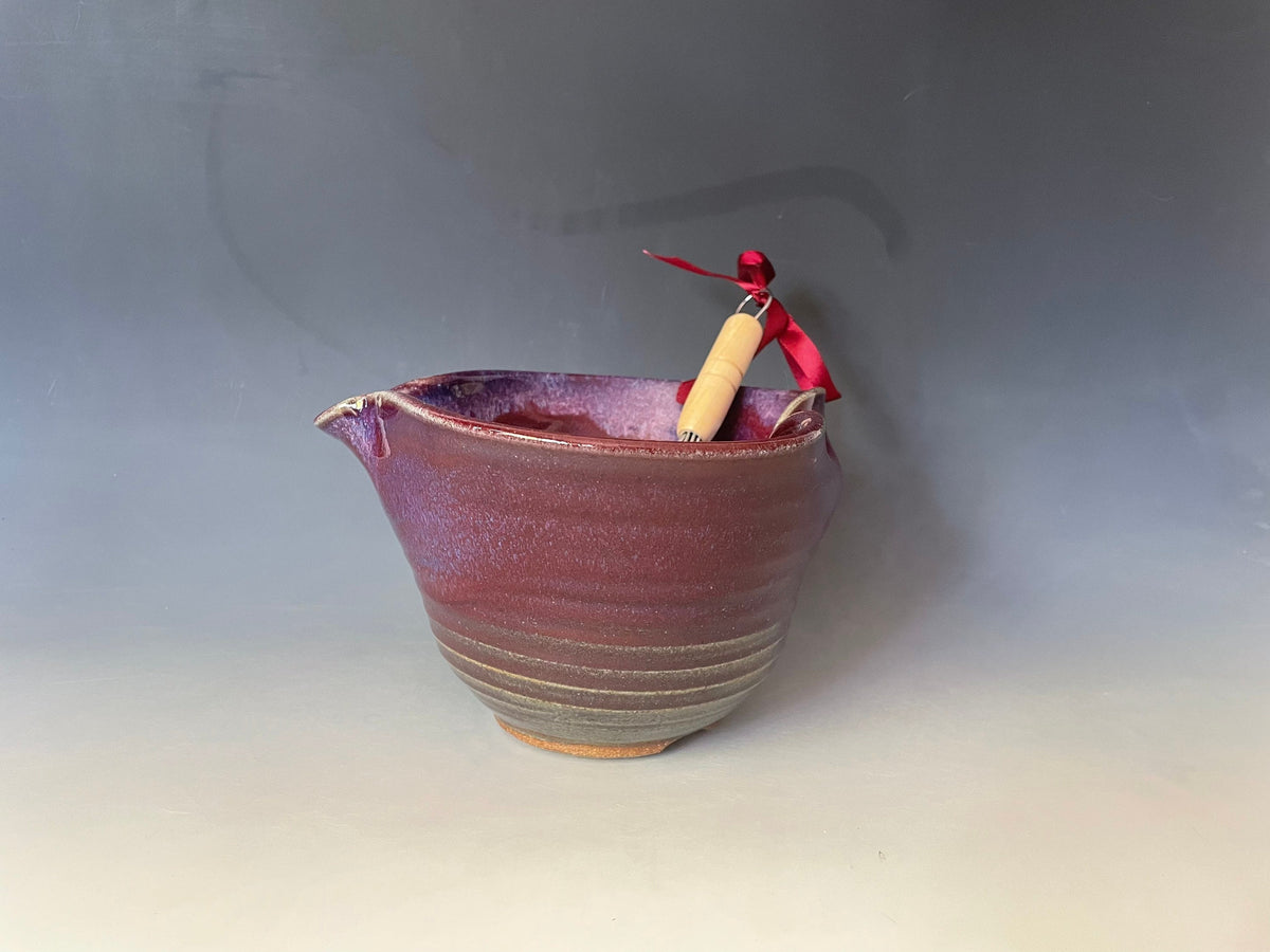 Pancake bowl. Purple Mixing Bowl. Ergonomic Batter Bowl with Whisk. Egg bowl.Mothers Day gift.