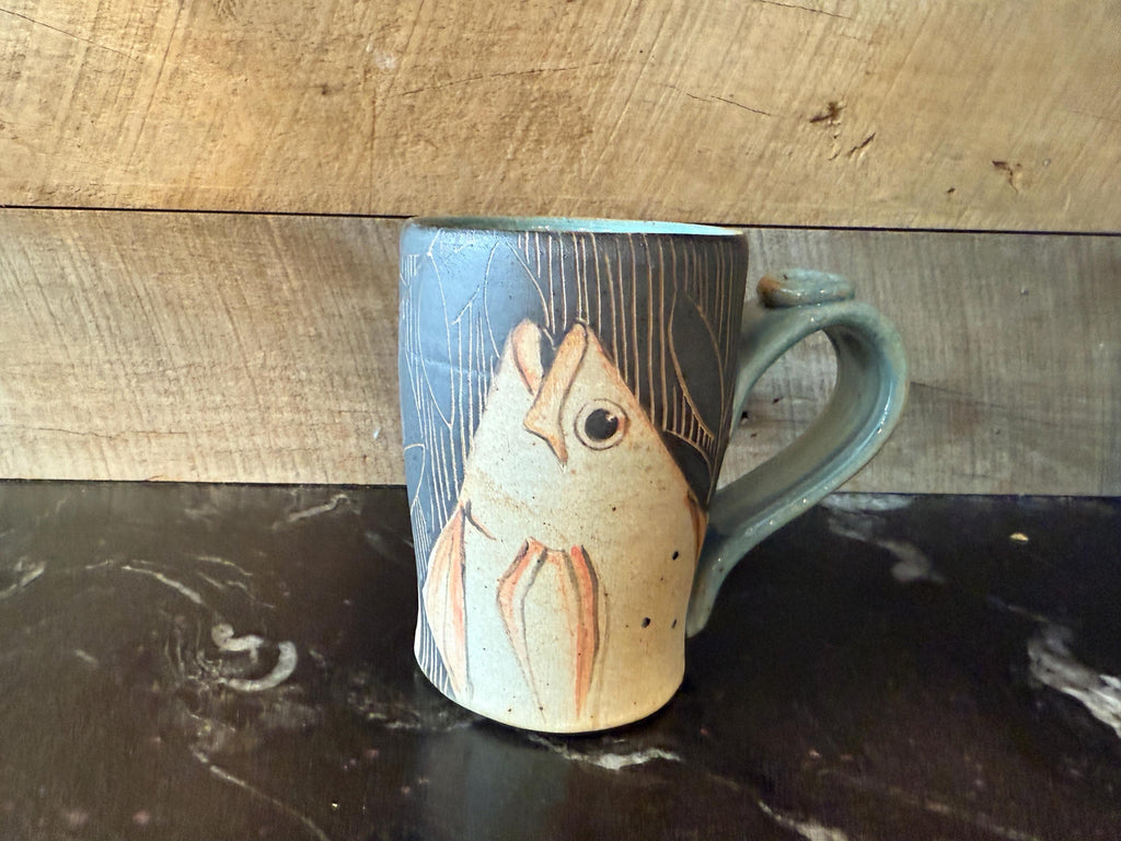 Pottery mug for Fishermen. Ocean lover cup. Mug with fast Free Shipping. Gift for Dad.