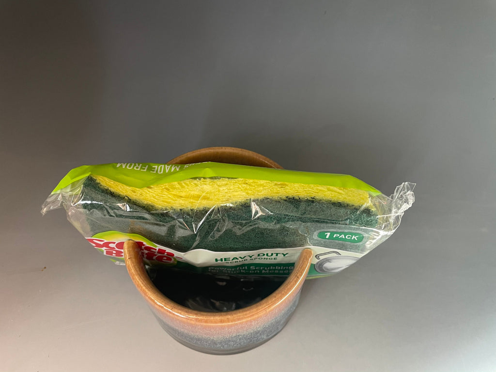 Southwest Pottery sponge holder. Ceramic sponge caddy with sponge. Kitchen decor.