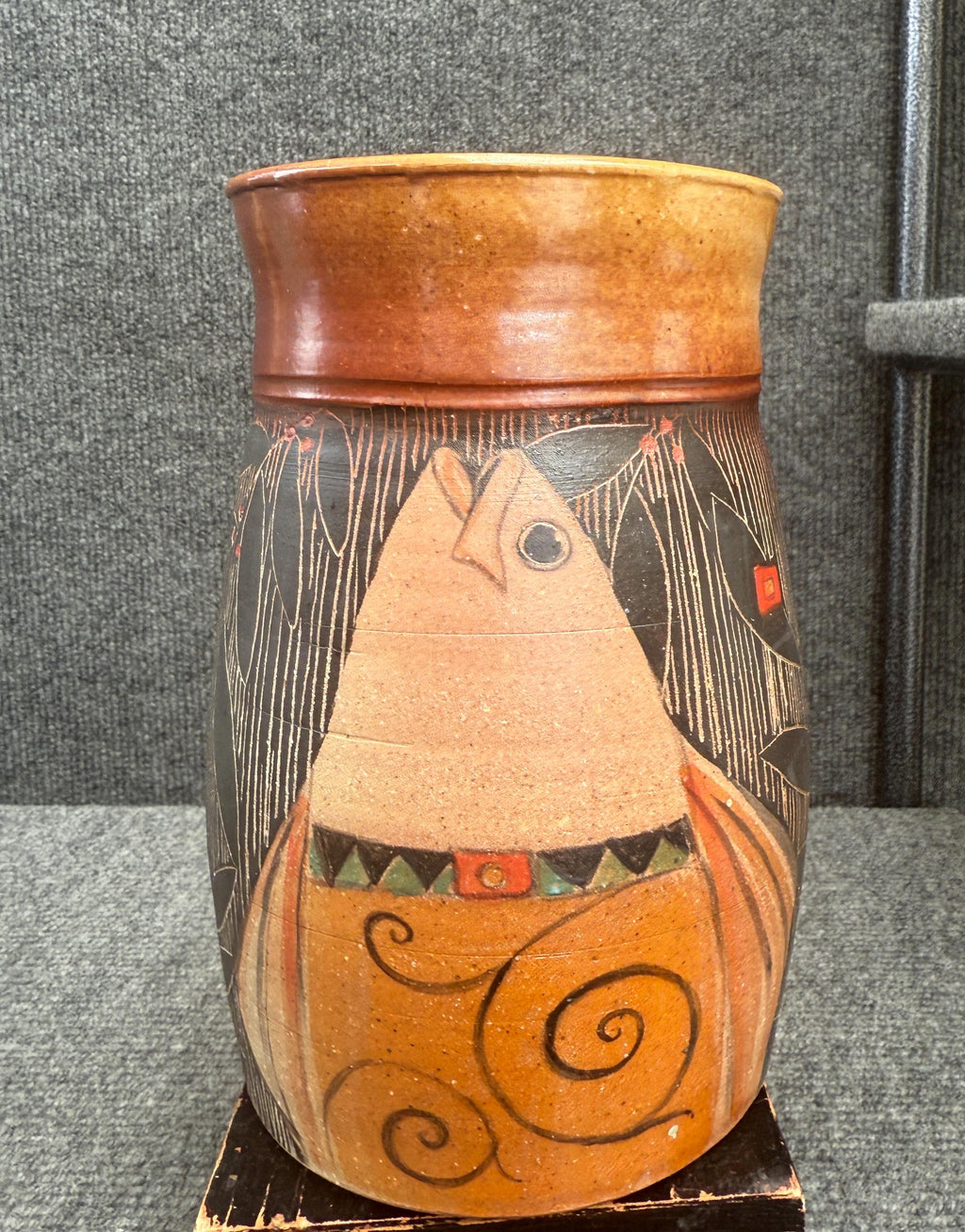 Pottery vase.  Handmade ceramic Fish vase. Ocean theme kitchen decor.