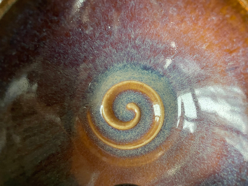 Wheel Thrown Pottery Heart Dish: Purple Blue Glaze, Southwest Decor. Trinket dish.