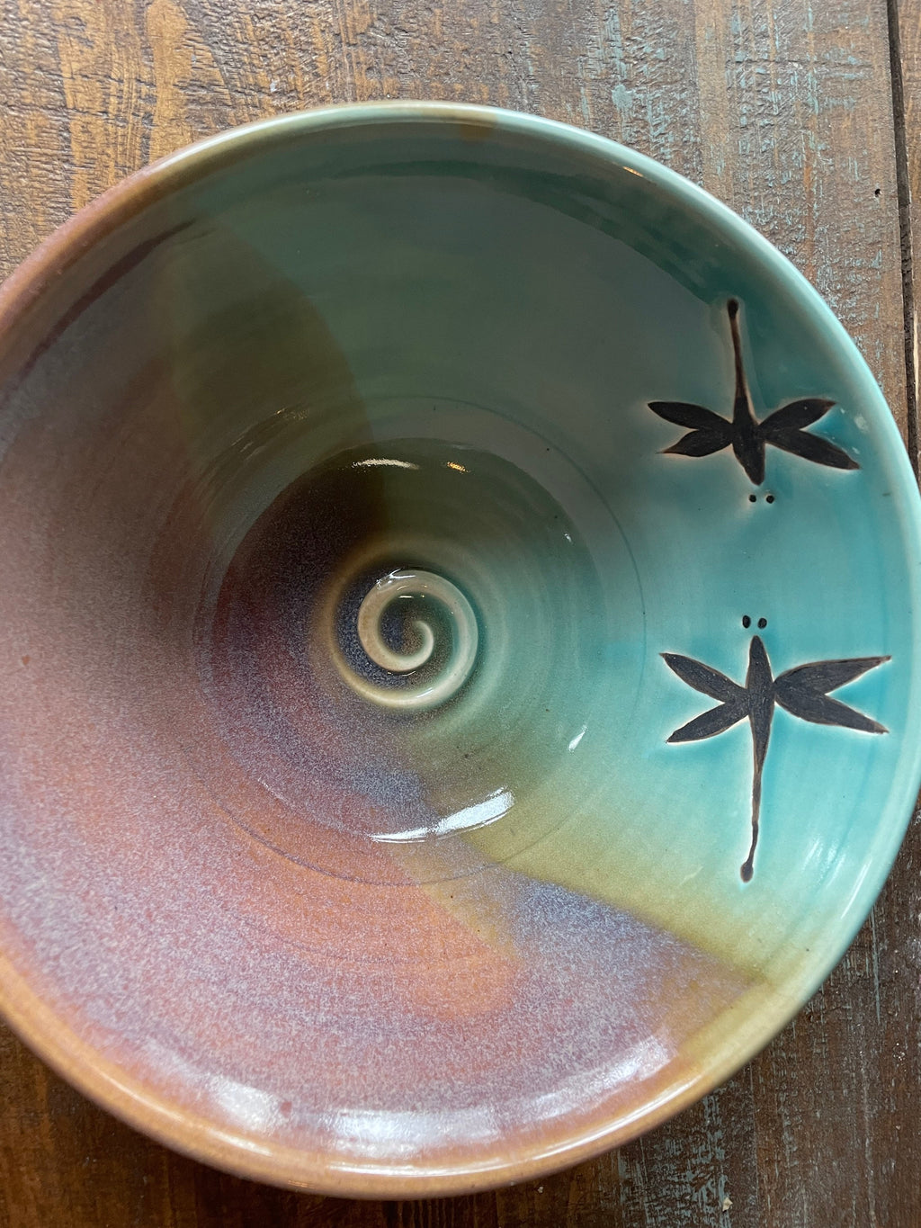 Pottery serving bowl. Dragonfly pottery small salad bowl. 11  x 2.5 wide inch serving bowl. Coffee table Center piece.Made to order platter