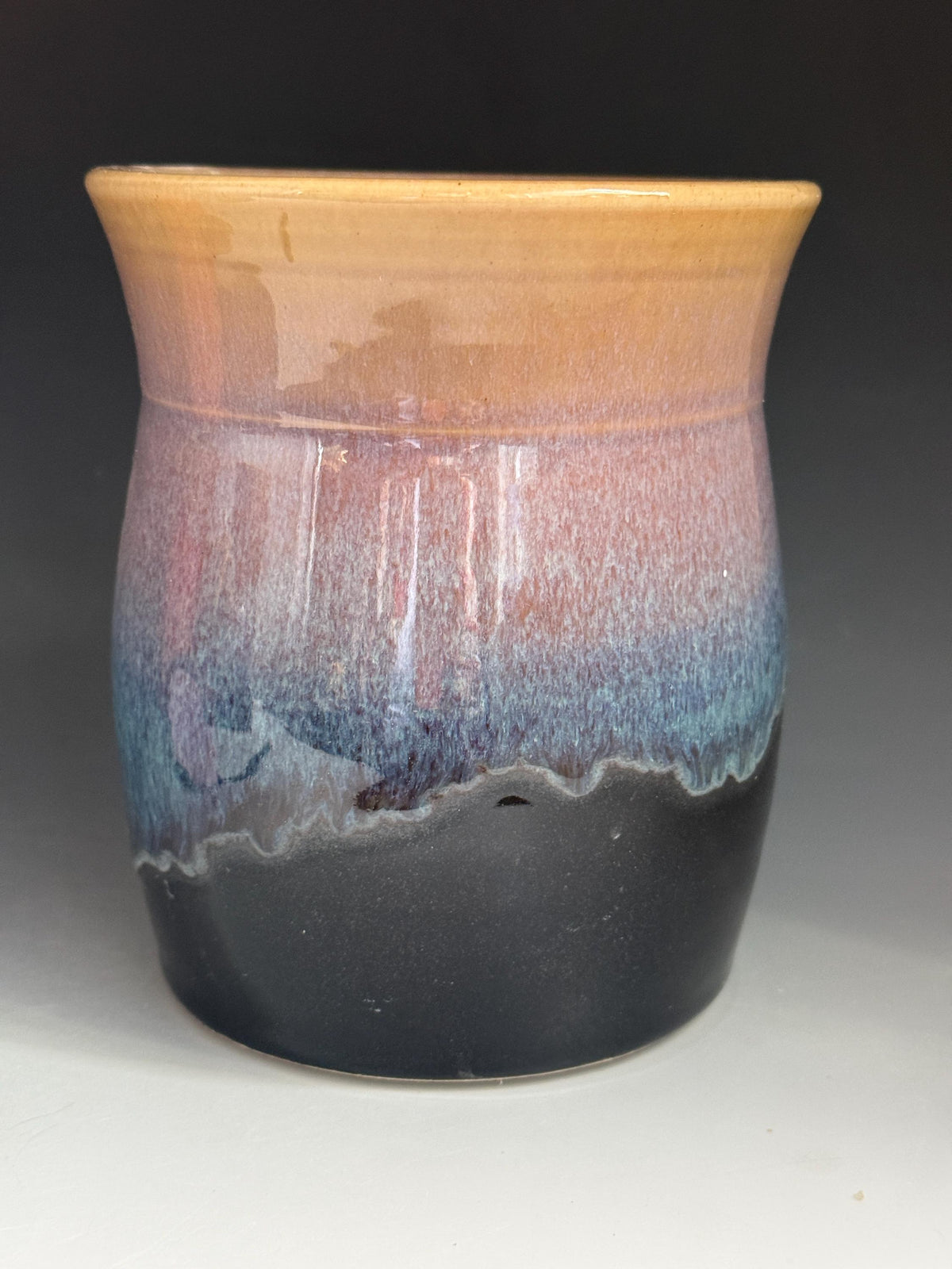 Kitchen Utensil holder. Pottery utensil holder. Ceramic 6.inch tall 5 inches widekitchen crock. Southwest pottery vase. Sunset kitchen decor