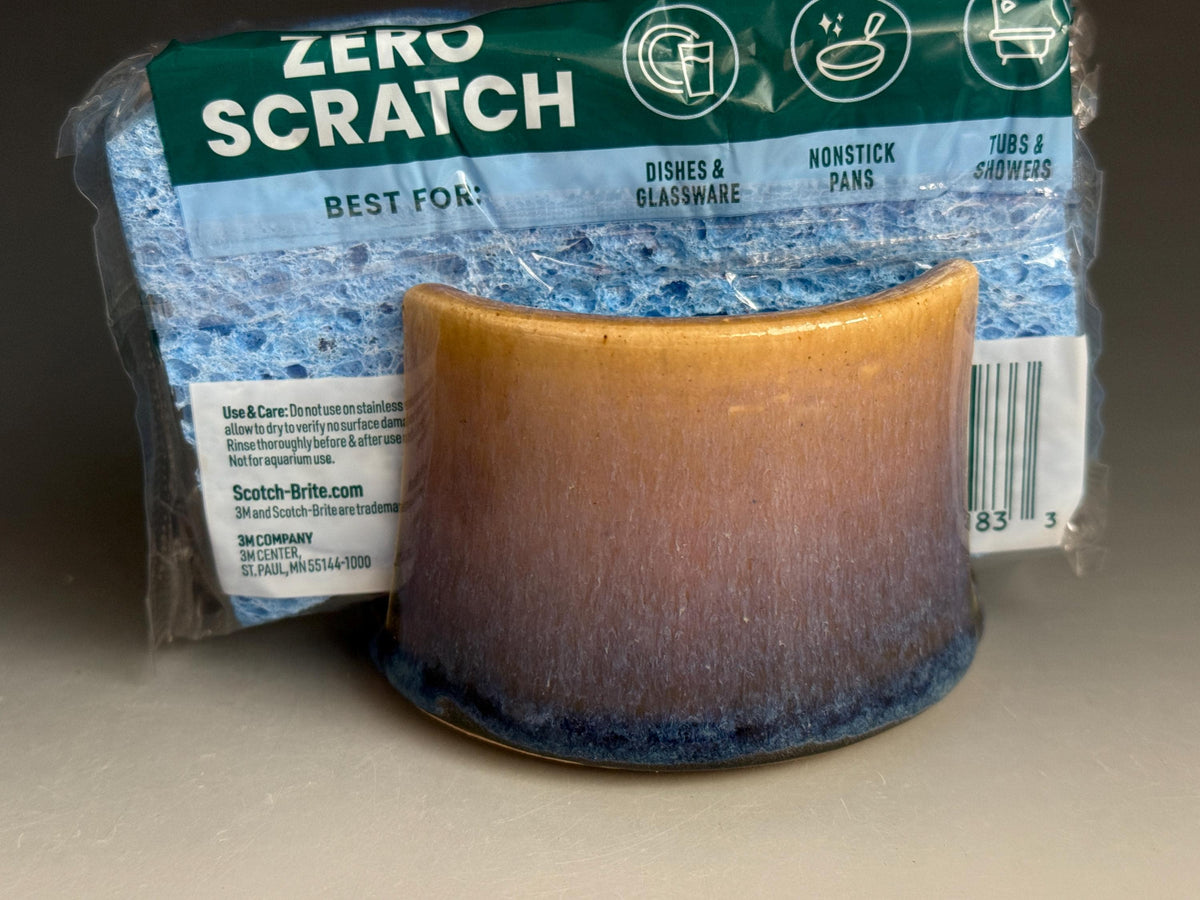 Pottery Sponge Holder. ceramic sponge caddy with new sponge. Kitchen decor.
