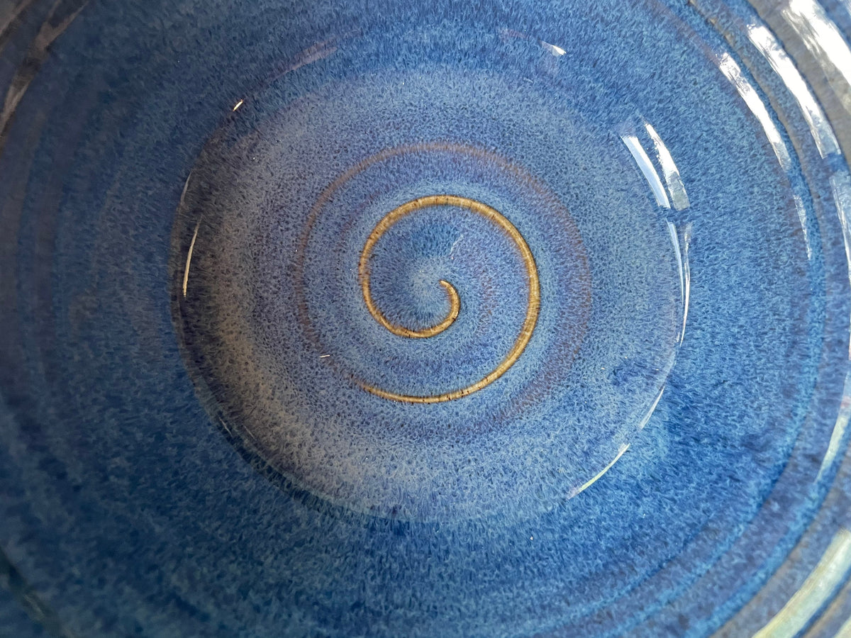 Handmade Blue Pottery Bowl: Large Ceramic Salad Bowl, 13-Inch. Table center piece.