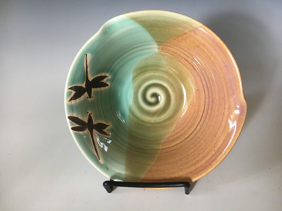 Pottery Cereal Bowl.fast shipping. Dragonfly Serving Bow. 7 x 3 inch handmade pottery bowl.Fast shipping g gift.