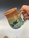 Dragonfly Pottery Tea Cup: Hand-Painted Ceramic Mug (14 ounce)