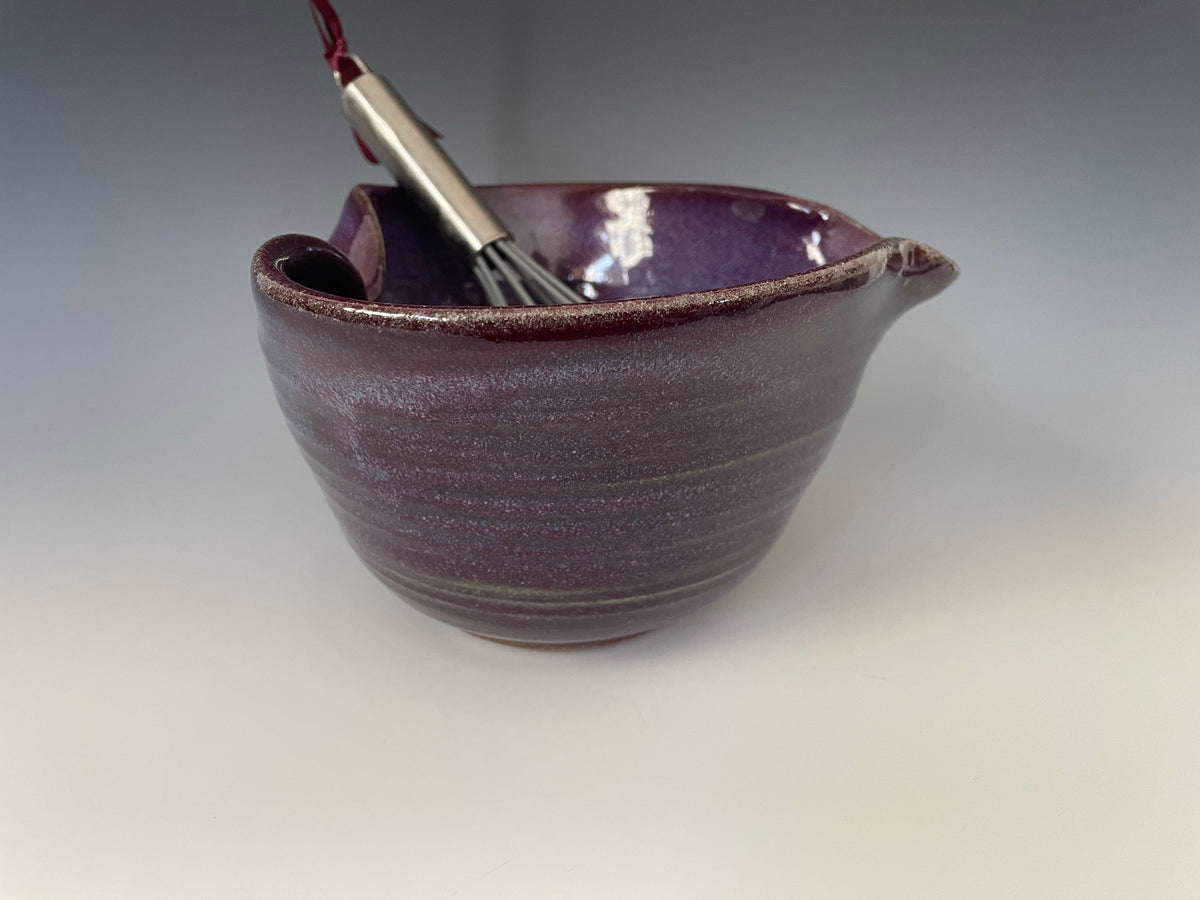 Pancake bowl. Purple Mixing Bowl. Ergonomic Batter Bowl with Whisk. Egg bowl.Mothers Day gift.