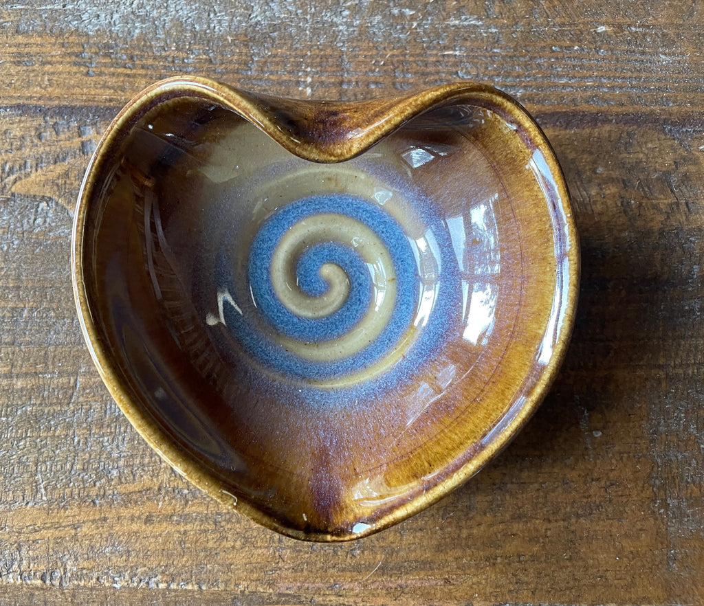 Wheel Thrown Pottery Heart Dish: Purple Blue Glaze, Southwest Decor. Trinket dish.