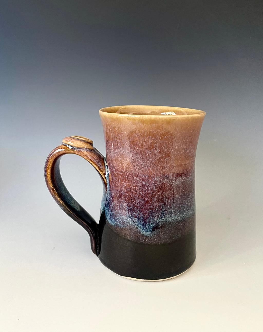 Handmade Pottery Stein: 16 oz Purple Coffee Mug with Thumb Rest. Large coffee mug.
