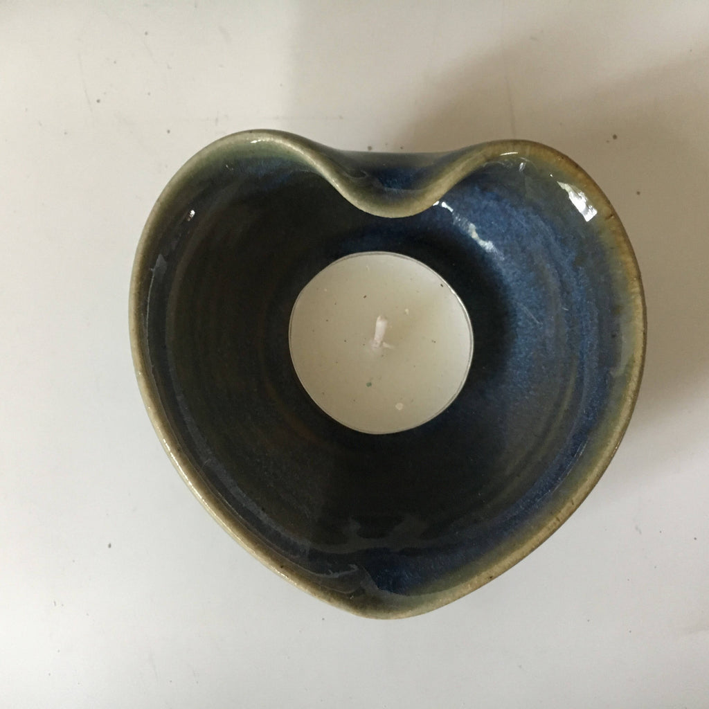 Handmade pottery blue dish. Blue ceramic heart dish, get well gift 4 inch heart. Gifts under 30.Valentine gift.