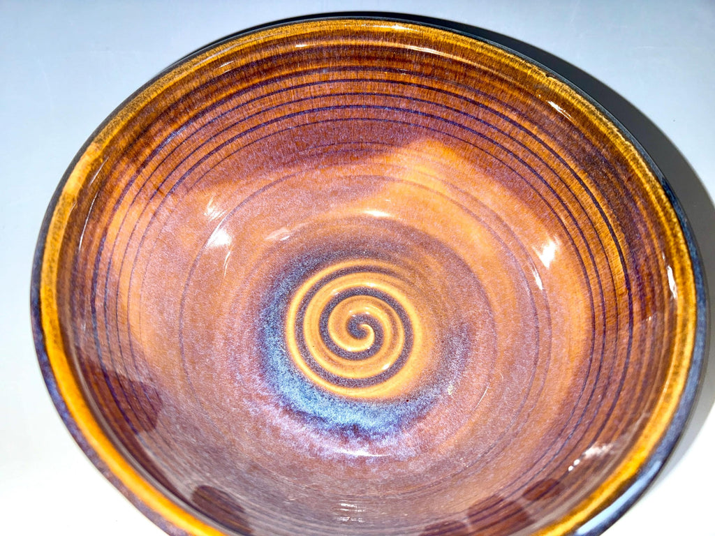 Handmade Pottery Southwest Bowl, Ceramic Large Fruit bowl.  salad bowl. Size is 9 inches wide 4 inches tall. Made in Colorado