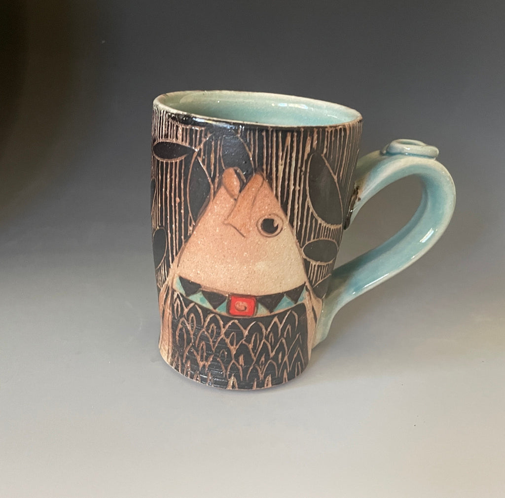 Pottery 14 ounce fish mug, pottery beer Stein. soda fired cup. Gift for him. Made USA.