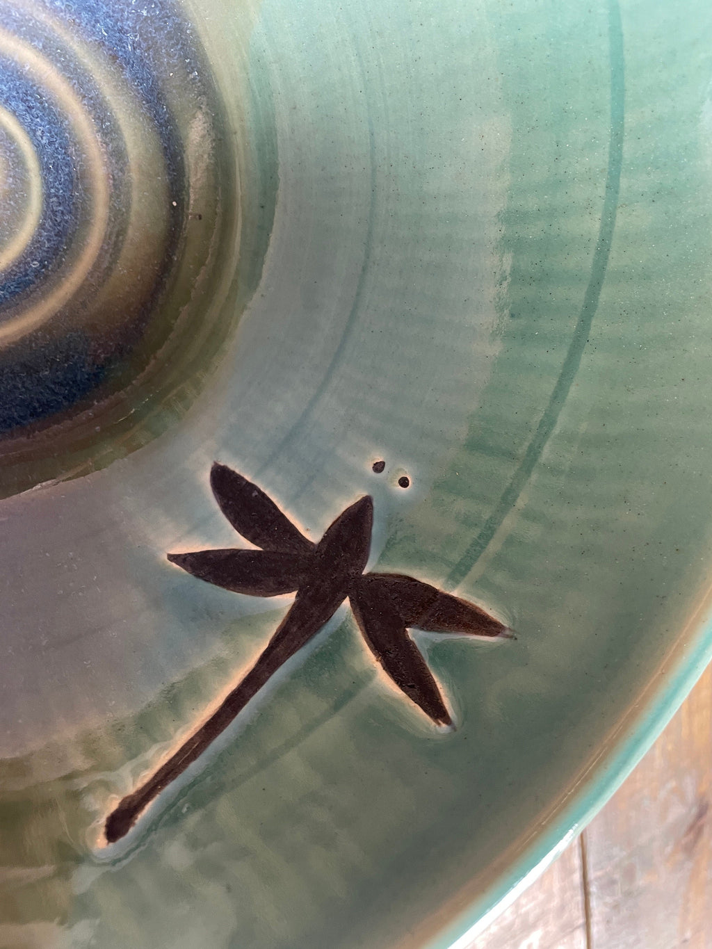 Handmade Pottery Bowl. Dragonfly Pottery Salad Bowl 9.5   x  3.5 inches. Fast shipping gift for Mom.  Wedding gift.