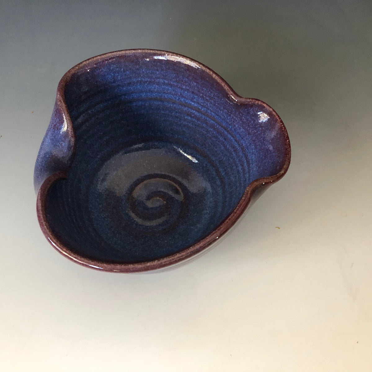 Pottery Mixing Bowl, With Whisk. Ergonomic Batter Bowl. Purple and Maroon pancake bowl. Bowl with whisk.