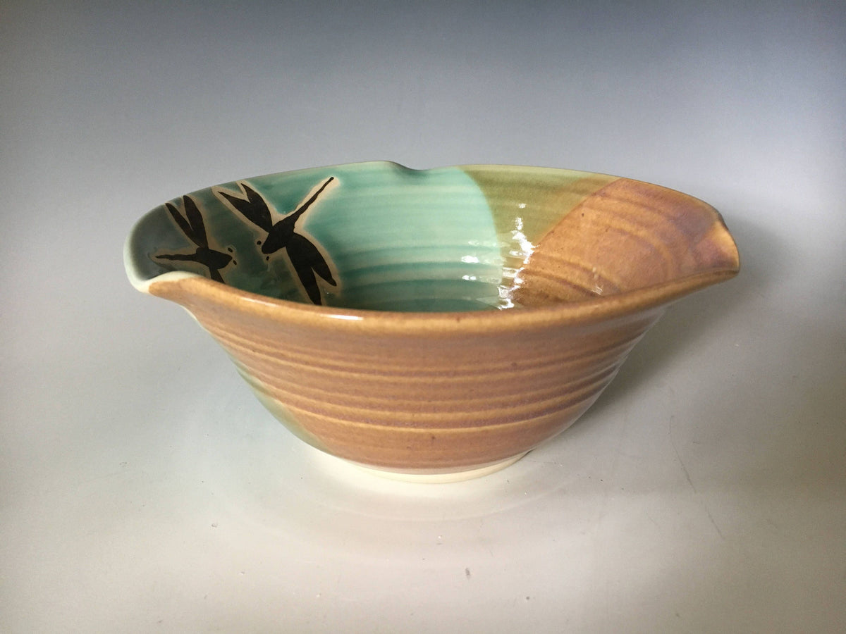 Pottery Cereal Bowl.fast shipping. Dragonfly Serving Bow. 7 x 3 inch handmade pottery bowl.Fast shipping g gift.
