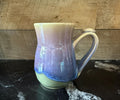 Handmade Pottery Coffee Mug with Thumb Rest. Lavender and Teal Tea Cup. Blue Coffee cup. Gift for Dad. 14 ounce mug. Mug with thumb rest.