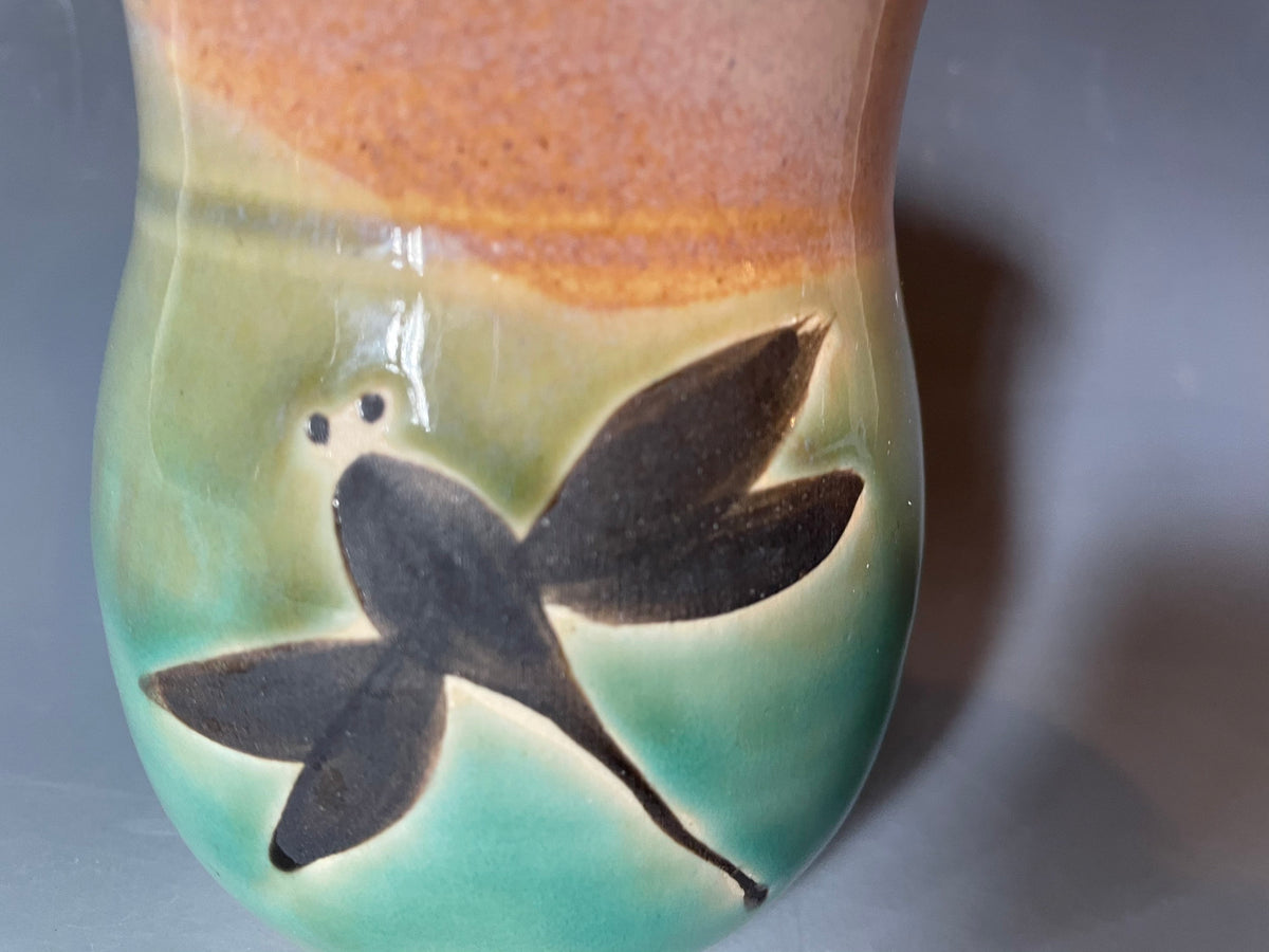Handmade pottery Dragonfly Vase. Ceramic pen and pencil holder.Fast shipping small flowers vase.