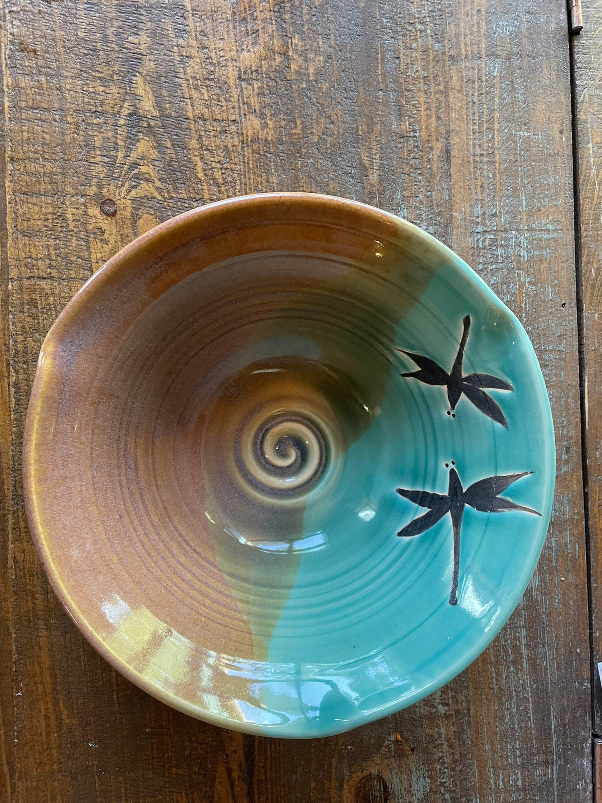 Pottery Dragonfly serving bowl. Handmade ceramic salad bowl. Kitchen Dragonfly Decor. 7.5 x 3 bowl. Pottery Rice bowl.Ceramic fruit bowl.
