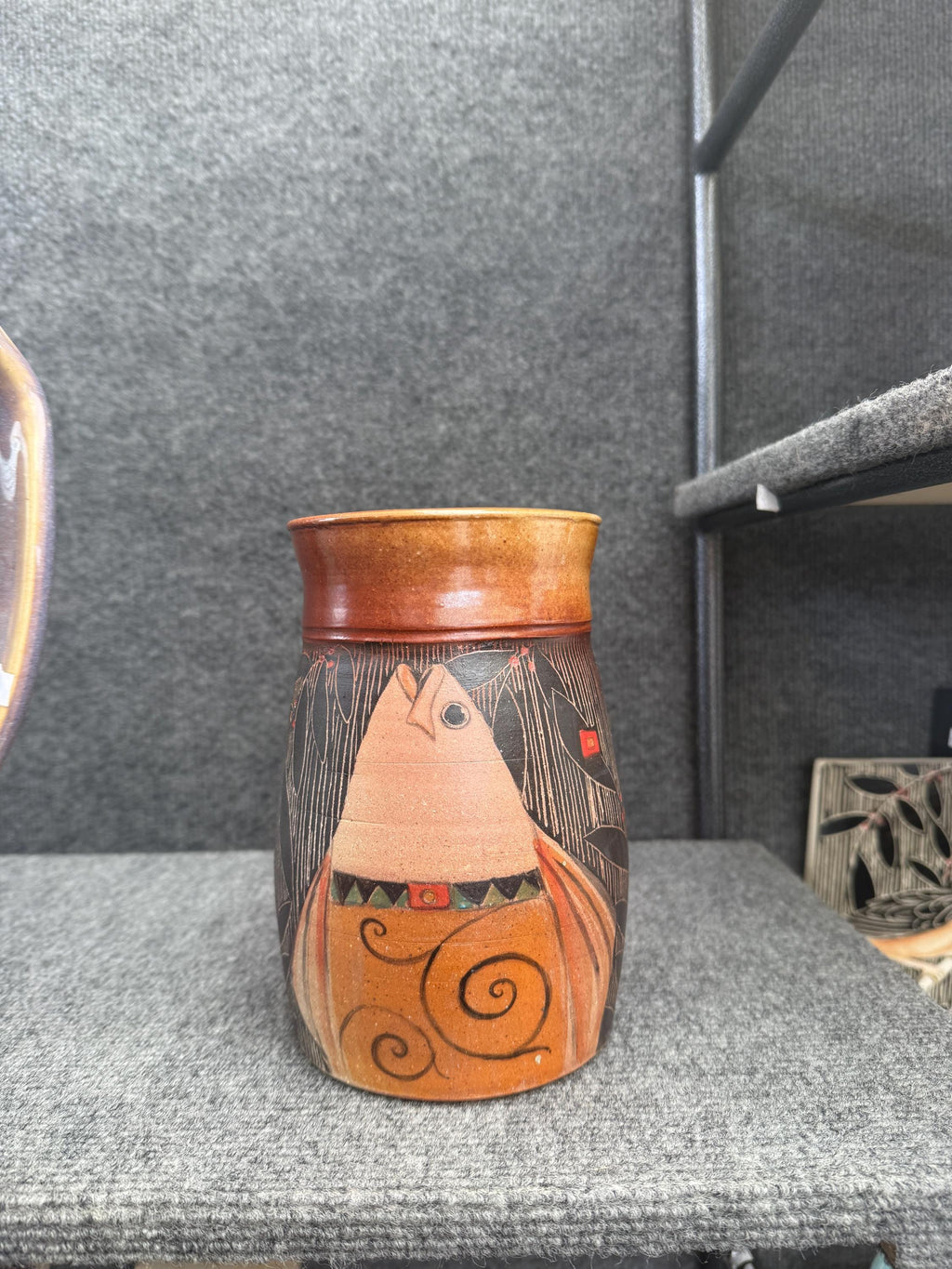 Pottery vase.  Handmade ceramic Fish vase. Ocean theme kitchen decor.