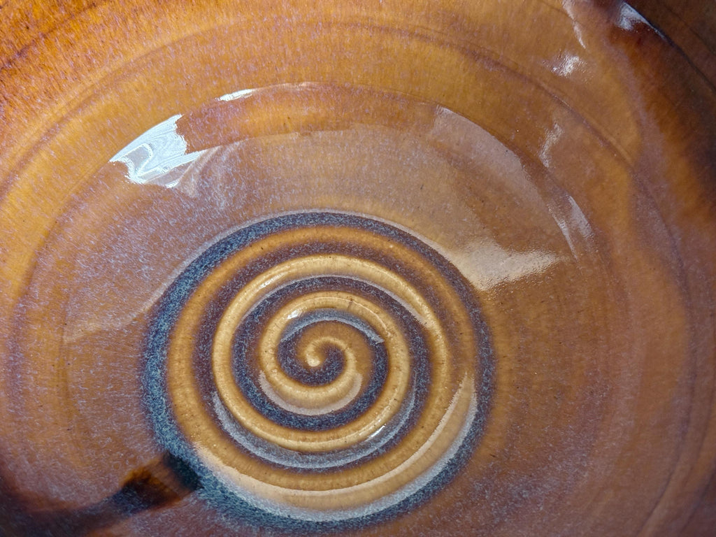Handmade Pottery Southwest Bowl, Ceramic Large Fruit bowl.  salad bowl. Size is 9 inches wide 4 inches tall. Made in Colorado