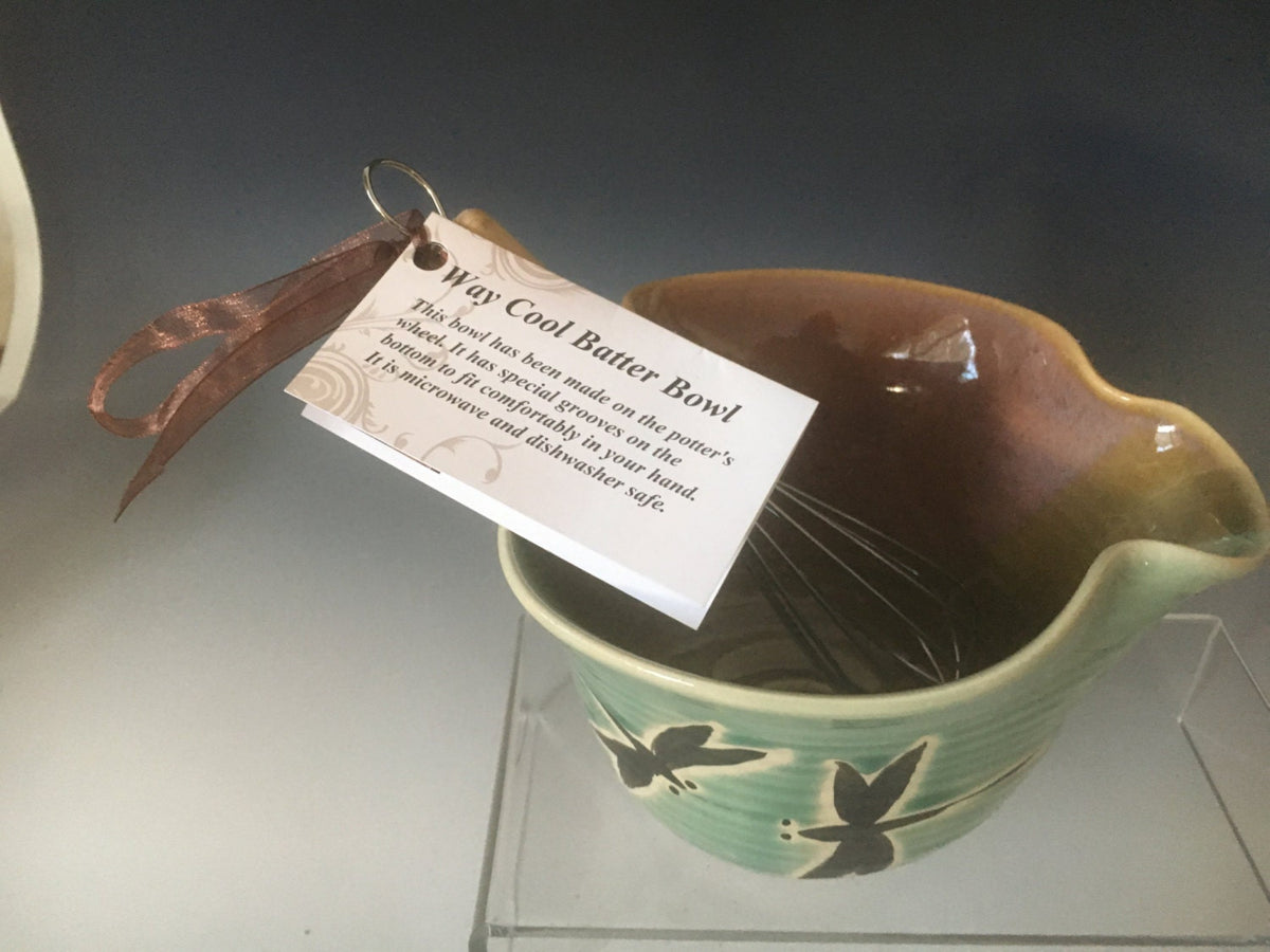 Handmade Pottery Dragonfly Mixing Bowl with whisk.Ergonomic Pottery Batter Bowl, Chef Gift. Pancake Bowl. Egg bowl. Gift for Mom.