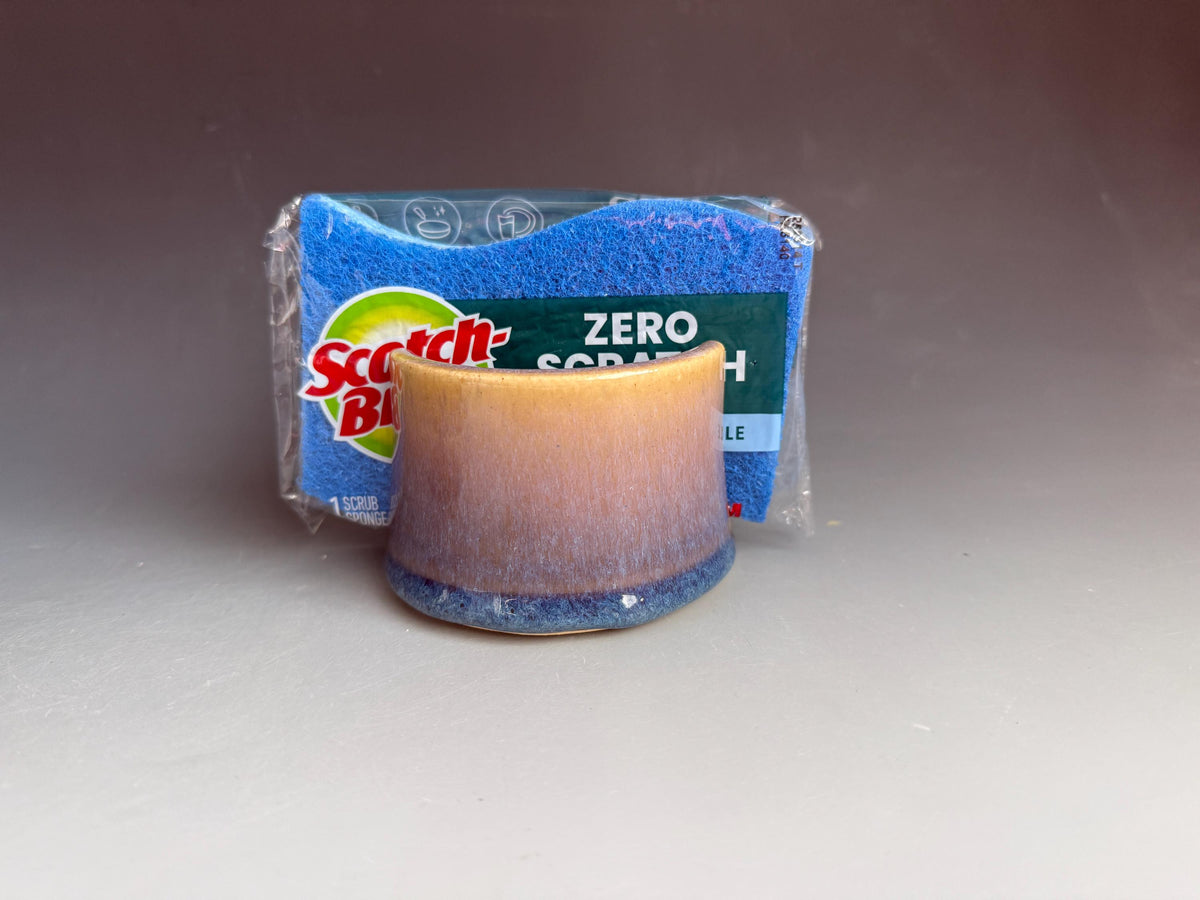Pottery Sponge Holder. ceramic sponge caddy with new sponge. Kitchen decor.